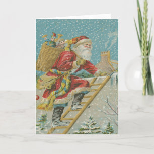  kerstman levert speelgoed op kerstavond feestdagen kaart