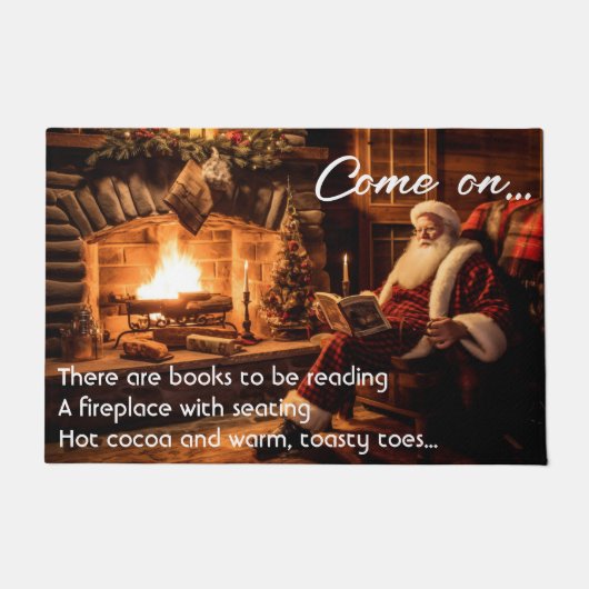 Kerstman lezen bij het vuur kerstdeur mat (Voorkant)