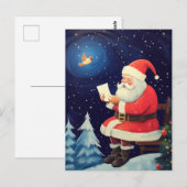 Kerstman lezen brieven - Vintage Kerstmis Briefkaart (Voorkant / Achterkant)
