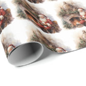 Kerstman lezen Letters open haard kerstboom Cadeaupapier (Rol Hoek)