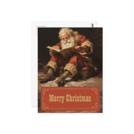 Kerstman lezen van het boek Schilderkunst Briefkaart