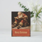 Kerstman lezen van het boek Schilderkunst Briefkaart (Staand voorkant)