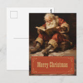 Kerstman lezen van het boek Schilderkunst Briefkaart (Voorkant / Achterkant)