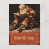 Kerstman lezen van het boek Schilderkunst Briefkaart (Voorkant)