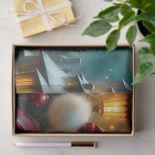 Kerstman lezend bij lantaarnlicht |  tissuepapier (Geschenk)