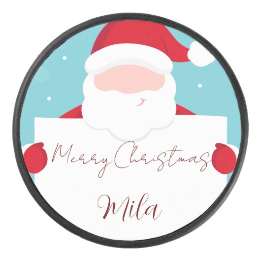 Kerstman, lief kerstfeest hockey puck (Voorkant)