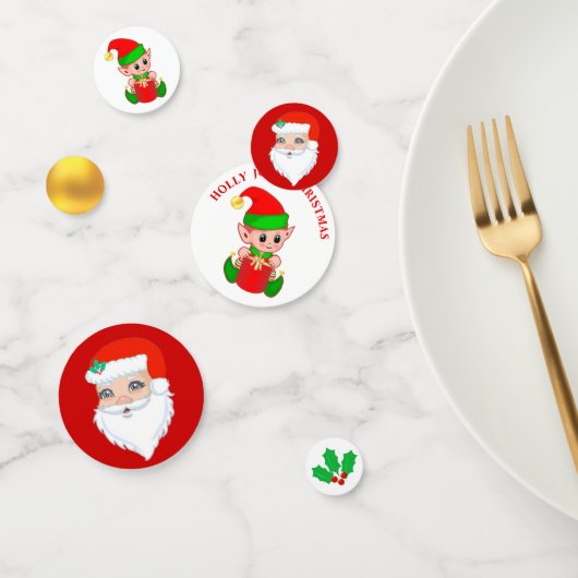 Kerstman & Lieve Elf Kerstmis Confetti (Groep)