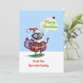 Kerstman lieveheersbeestje Custom Christmas Feestdagenkaart (Staand voorkant)