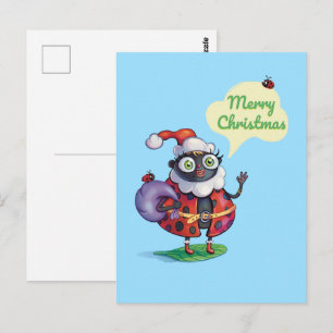 Kerstman Lieveheersbeestje Kerstmis Briefkaart
