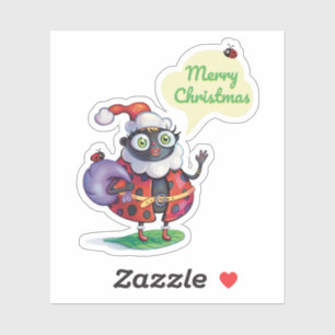Kerstman Lieveheersbeestje Kerstmis Sticker