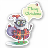Kerstman Lieveheersbeestje Kerstmis Sticker (Voorkant)