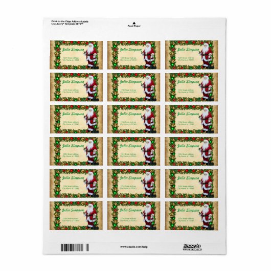 Kerstman, Lijst met kerstmis Etiket (Full Sheet)
