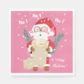 Kerstman lijst met roze kerst papier servetten (Voorkant)