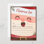 Kerstman lijst voor kinderen feestdagenkaart (Voorkant / Achterkant)