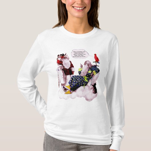 KERSTMAN ,LITTLE ANGEL & MERLIN Kerstfeest T-shirt (Voorkant)