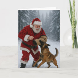 Kerstman lokvogel Belgische Malinois Kerstkaart Kaart