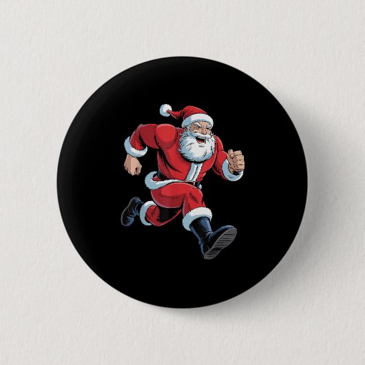 Kerstman loopt grappig Kerstmis veldloop hardlopen Ronde Button 5,7 Cm (Voorkant)