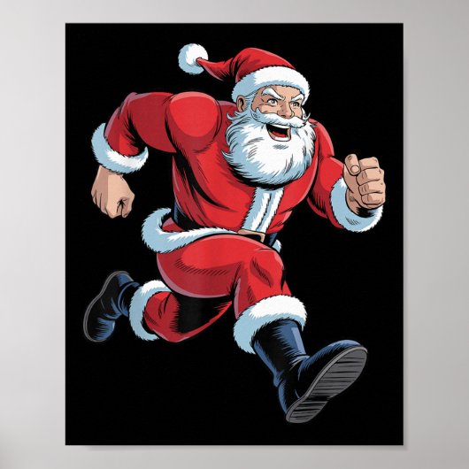 Kerstman loopt grappig Kerstmis veldlopen XC hardl Poster (Voorkant)