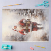 Kerstman loopt in het besneeuwde bos Tissuepapier (Craft)