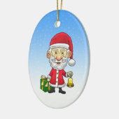 Kerstman luidt de bel op kerstavond keramisch ornament (Links)
