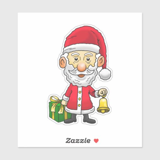 Kerstman luidt de bel op kerstavond sticker (Vel)