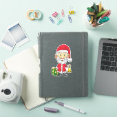 Kerstman luidt de bel op kerstavond sticker (iPad Cover)