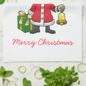 Kerstman luidt de bel op kerstavond theedoek (Gevouwen)