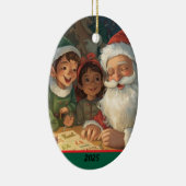 Kerstman Maakt Een Lijstje Ornament (Rechts)