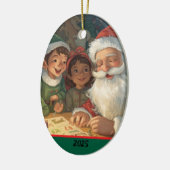 Kerstman Maakt Een Lijstje Ornament (Links)