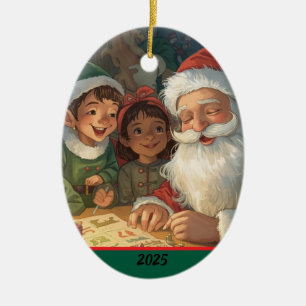 Kerstman Maakt Een Lijstje Ornament