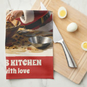 Kerstman maakt fruitcake gepersonaliseerde kerst theedoek (Quarter Fold)