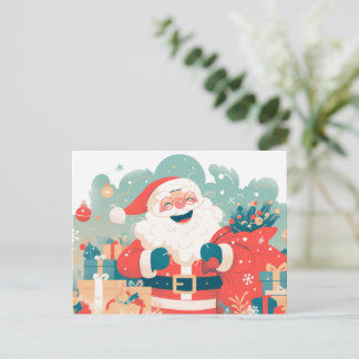 Kerstman maakt kerstcadeaus klaar feestdagenkaart