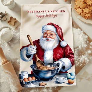 Kerstman maakt koekjes Gepersonaliseerde Kerstmis Theedoek