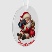 Kerstman maakt unieke foto's ornament (voorkant)