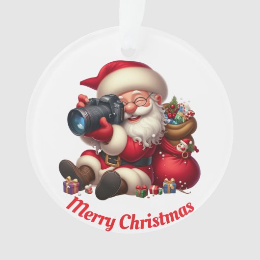 Kerstman maakt unieke foto's ornament (voorkant)