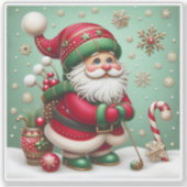 Kerstman maakt zich klaar voor kerstfeest sticker (Voorkant)