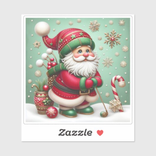 Kerstman maakt zich klaar voor kerstfeest sticker (Vel)