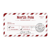 Kerstman Mail Noordpool Kerstmis Etiket (Voorkant)