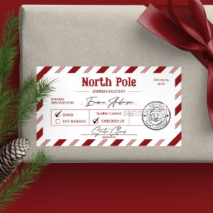 Kerstman Mail Noordpool Kerstmis Etiket