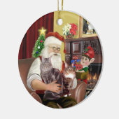 Kerstman - Maine Coon kat 10 Keramisch Ornament (Links)