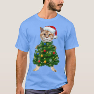 Kerstman Maine Coon Kat Kerstboom Licht Grappige X T-shirt