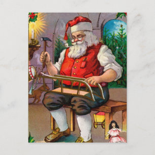 kerstman maken speelgoed feestdagenkaart