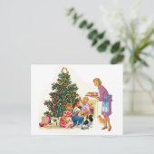  kerstman Mam & Kinderen Feestdagenkaart (Staand voorkant)