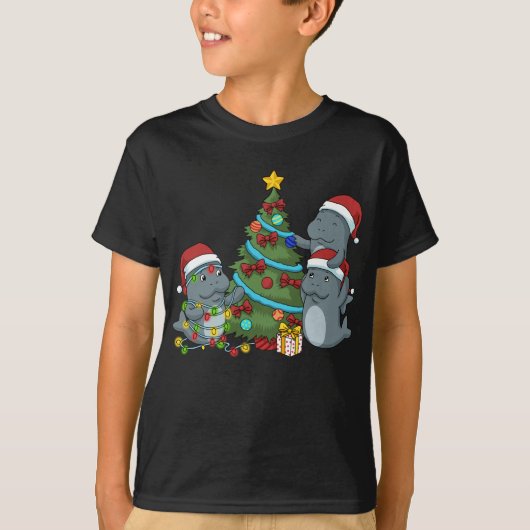 Kerstman Manatee Gift-kerstboom Manatee T-shirt (Voorkant)