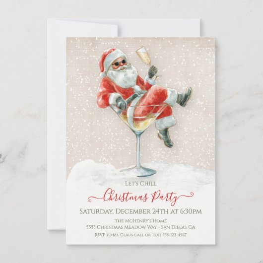 Kerstman Martini Cocktail Kerstfeest Kaart (Voorkant)