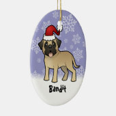 Kerstman Mastiff / Bullmastiff Keramisch Ornament (Rechts)