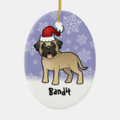 Kerstman Mastiff / Bullmastiff Keramisch Ornament (Voorkant)