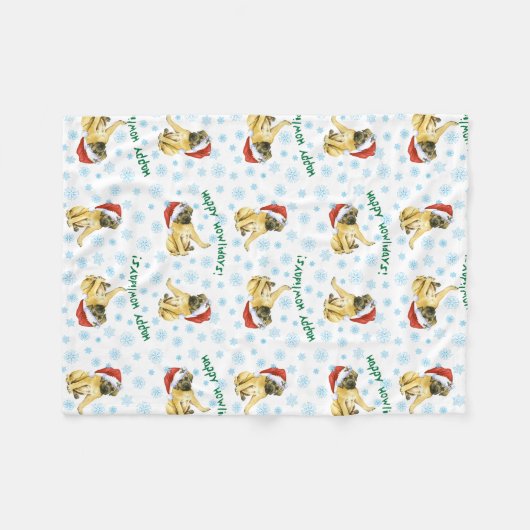 Kerstman Mastiff Fleece Deken (Voorkant (Horizontaal))