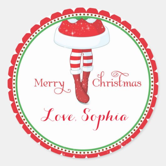 Kerstman meisje gunst goodie bag stickers (Voorkant)