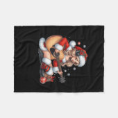 Kerstman Meisje Spelen Gitaar Leuke Kerstmuziek Li Fleece Deken (Voorkant (Horizontaal))